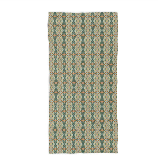 Ortensia Retro Floral Damask Stripe in Muted Green | Bath Towel - Bath Towel - Piccolo Fiore Prints