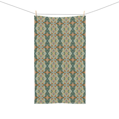 Ortensia Retro Floral Damask Stripe in Muted Green | Hand Towel - Hand Towel - Piccolo Fiore Prints