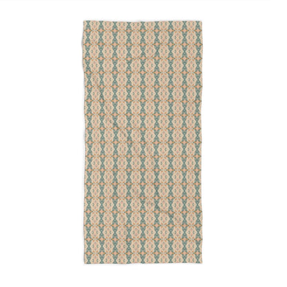 Ortensia Retro Floral Damask Stripe in Pink and Pistacchio Green | Bath Towel - Bath Towel - Piccolo Fiore Prints