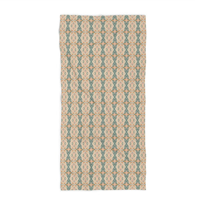 Ortensia Retro Floral Damask Stripe in Pink and Pistacchio Green | Bath Towel - Bath Towel - Piccolo Fiore Prints