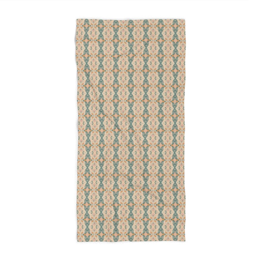 Ortensia Retro Floral Damask Stripe in Pink and Pistacchio Green | Beach Towel - Beach Towel - Piccolo Fiore Prints
