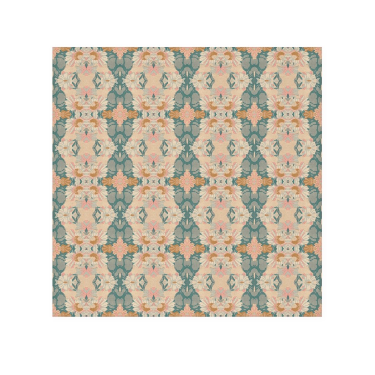 Ortensia Retro Floral Damask Stripe in Pink and Pistacchio Green | Face Towel - Face Towel - Piccolo Fiore Prints