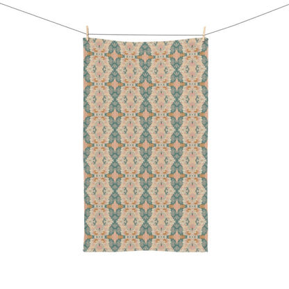 Ortensia Retro Floral Damask Stripe in Pink and Pistacchio Green | Hand Towel - Hand Towel - Piccolo Fiore Prints