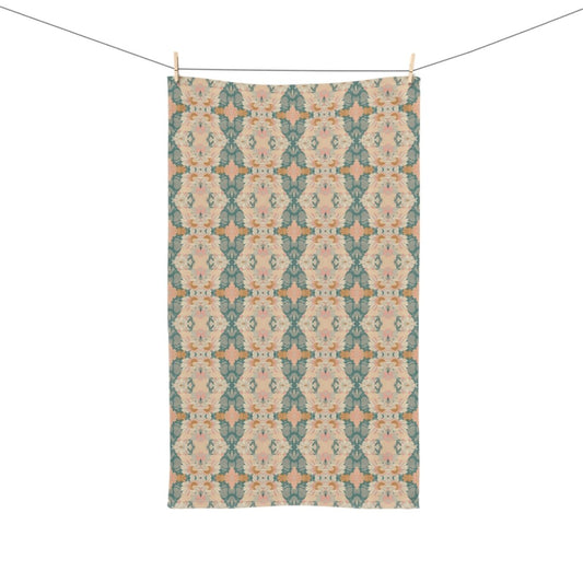 Ortensia Retro Floral Damask Stripe in Pink and Pistacchio Green | Hand Towel - Hand Towel - Piccolo Fiore Prints