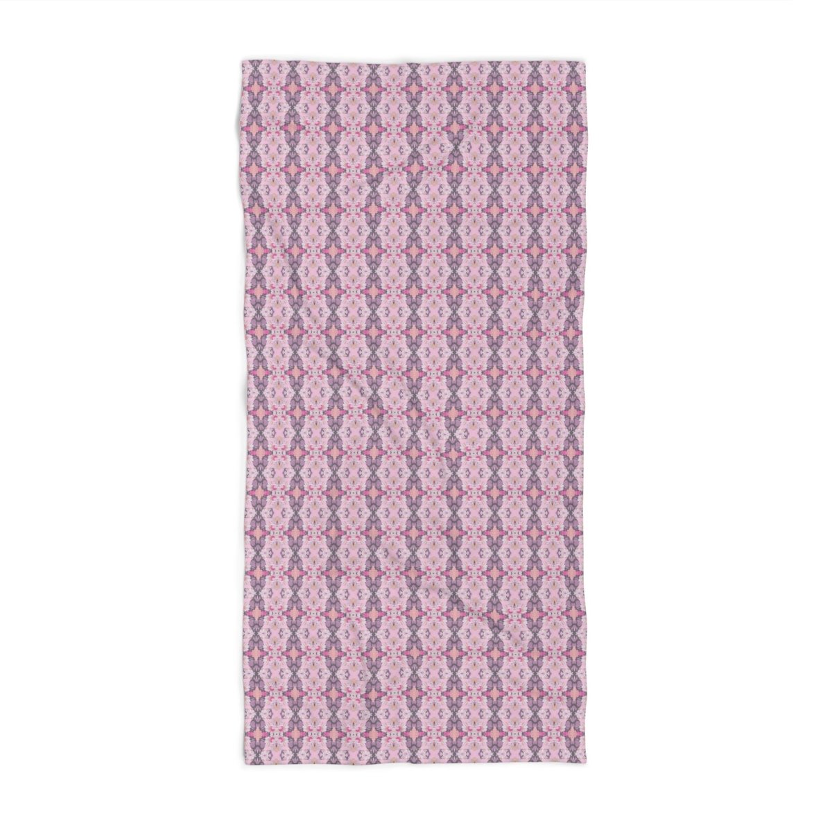 Ortensia Retro Floral Damask Stripe in Pink and Purple | Bath Towel - Bath Towel - Piccolo Fiore Prints