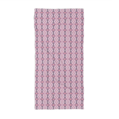 Ortensia Retro Floral Damask Stripe in Pink and Purple | Bath Towel - Bath Towel - Piccolo Fiore Prints