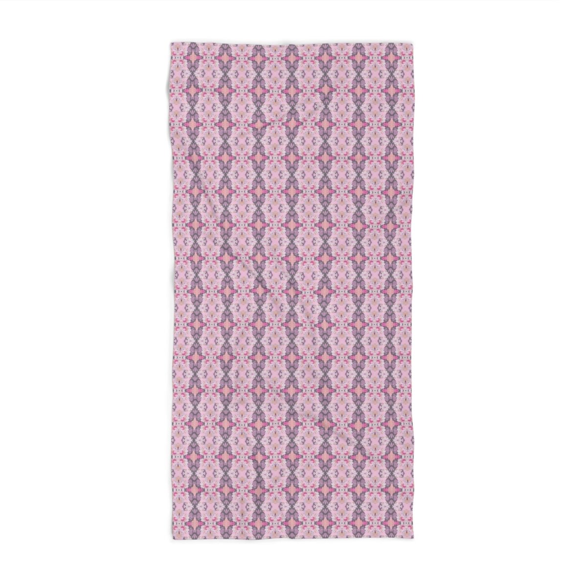 Ortensia Retro Floral Damask Stripe in Pink and Purple | Bath Towel - Bath Towel - Piccolo Fiore Prints