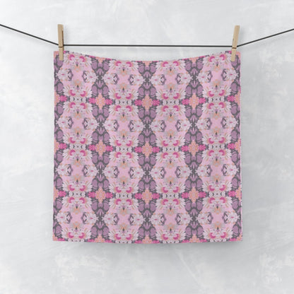 Ortensia Retro Floral Damask Stripe in Pink and Purple | Face Towel - Face Towel - Piccolo Fiore Prints