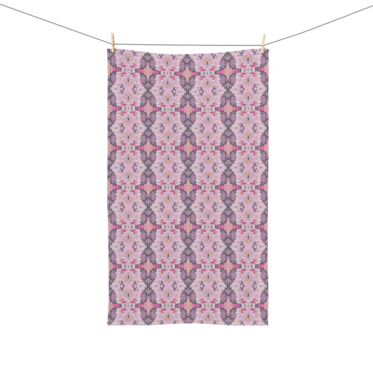 Ortensia Retro Floral Damask Stripe in Pink and Purple | Hand Towel - Hand Towel - Piccolo Fiore Prints