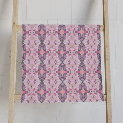 Ortensia Retro Floral Damask Stripe in Pink and Purple | Hand Towel - Hand Towel - Piccolo Fiore Prints