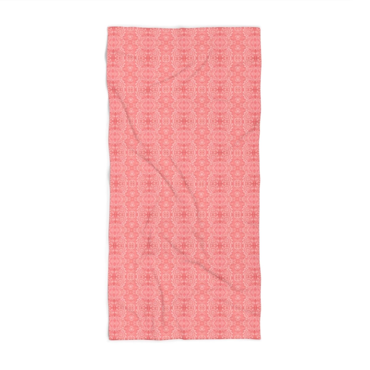 Paloma Floral Damask Stripe in Coral Red | Beach Towel - Beach Towel - Piccolo Fiore Prints