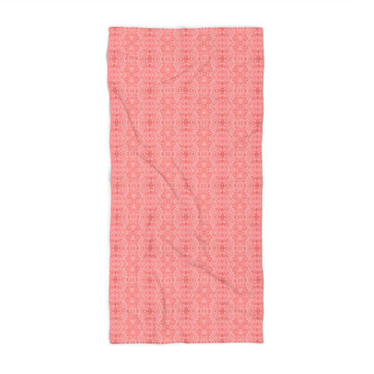 Paloma Floral Damask Stripe in Coral Red | Beach Towel - Beach Towel - Piccolo Fiore Prints