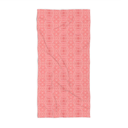 Paloma Floral Damask Stripe in Coral Red | Beach Towel - Beach Towel - Piccolo Fiore Prints