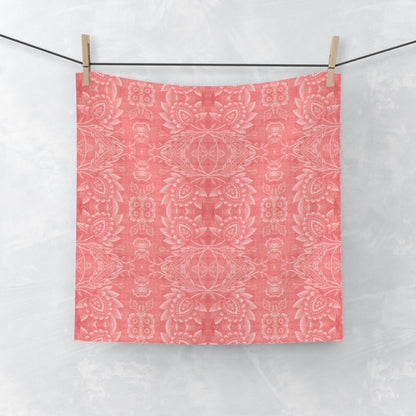Paloma Floral Damask Stripe in Coral Red | Face Towel - Face Towel - Piccolo Fiore Prints