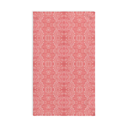 Paloma Floral Damask Stripe in Coral Red | Hand Towel - Hand Towel - Piccolo Fiore Prints