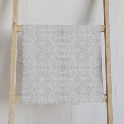Paloma Floral Damask Stripe in Light Grey and White | Hand Towel - Hand Towel - Piccolo Fiore Prints