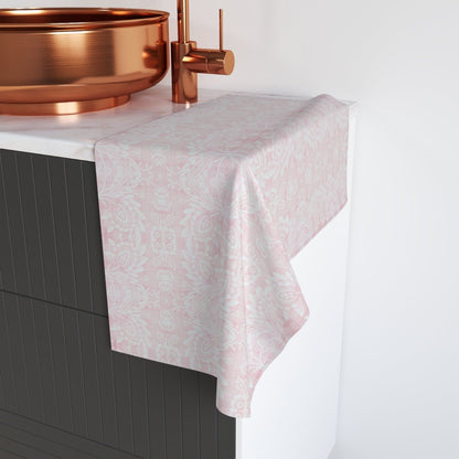 Paloma Floral Damask Stripe in Light Pink and White | Hand Towel - Hand Towel - Piccolo Fiore Prints