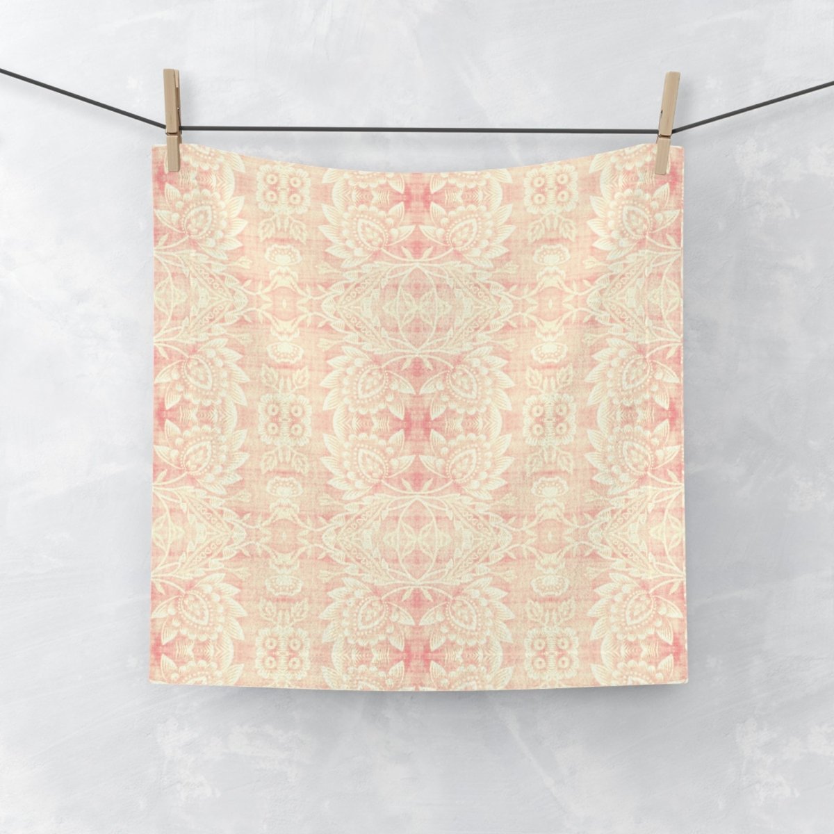 Paloma Floral Damask Stripe in Pink and Cream | Face Towel - Face Towel - Piccolo Fiore Prints