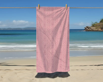 Paloma Floral Damask Stripe in Rose Pink and Cream | Beach Towel - Beach Towel - Piccolo Fiore Prints