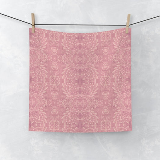 Paloma Floral Damask Stripe in Rose Pink and Cream | Face Towel - Face Towel - Piccolo Fiore Prints