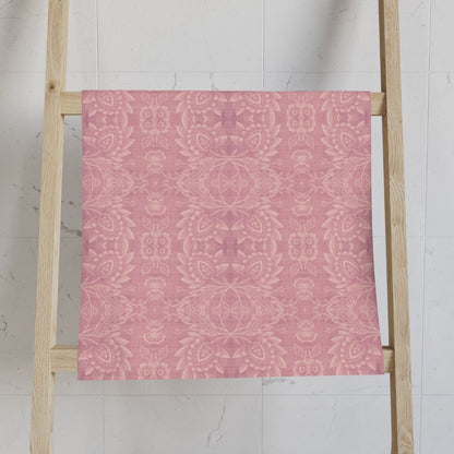 Paloma Floral Damask Stripe in Rose Pink and Cream | Hand Towel - Hand Towel - Piccolo Fiore Prints