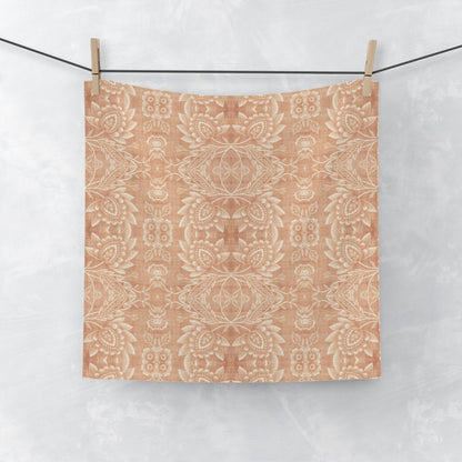 Paloma Floral Damask Stripe in Tan and Cream | Face Towel - Face Towel - Piccolo Fiore Prints
