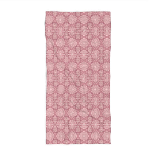 Paloma Flowers and Pineapples in Dusky Rose Pink | Bath Towel - Bath Towel - Piccolo Fiore Prints