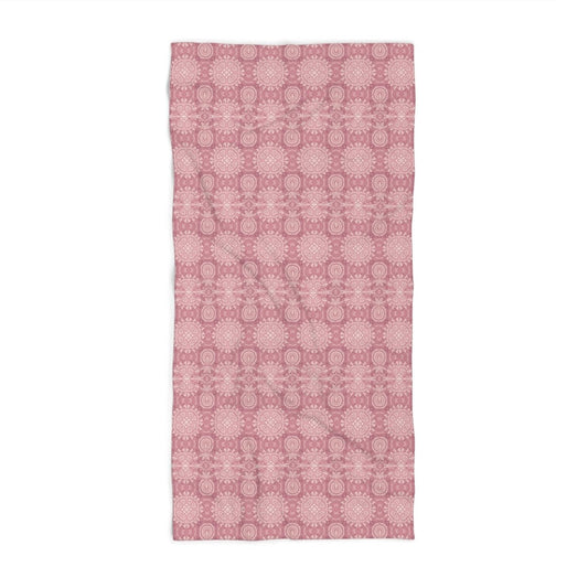 Paloma Flowers and Pineapples in Dusky Rose Pink | Beach Towel - Beach Towel - Piccolo Fiore Prints