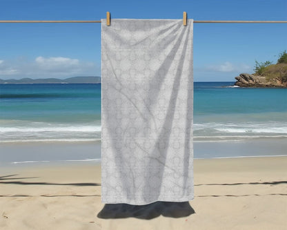 Paloma Flowers and Pineapples in Light Grey and White | Beach Towel - Beach Towel - Piccolo Fiore Prints