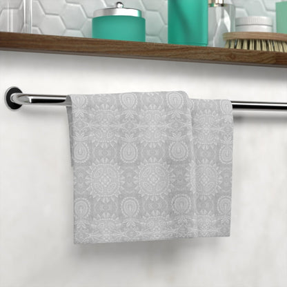 Paloma Flowers and Pineapples in Light Grey and White | Face Towel - Face Towel - Piccolo Fiore Prints