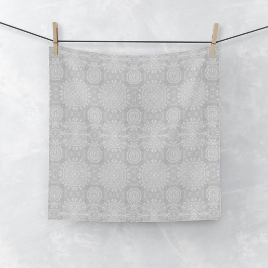 Paloma Flowers and Pineapples in Light Grey and White | Face Towel - Face Towel - Piccolo Fiore Prints