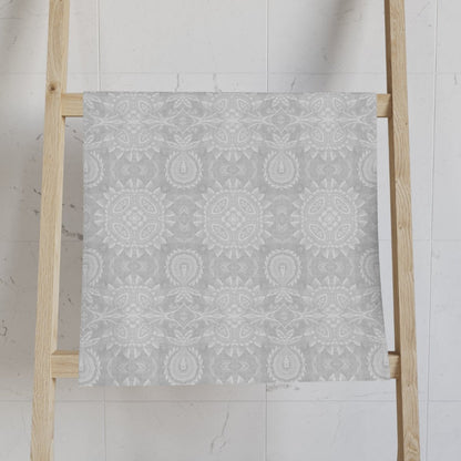 Paloma Flowers and Pineapples in Light Grey and White | Hand Towel - Hand Towel - Piccolo Fiore Prints