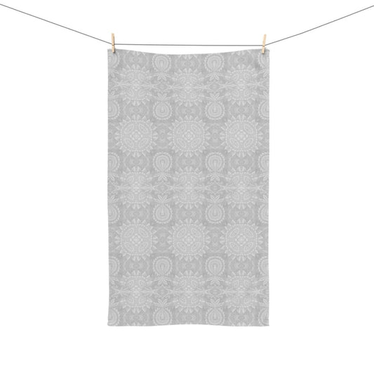 Paloma Flowers and Pineapples in Light Grey and White | Hand Towel - Hand Towel - Piccolo Fiore Prints