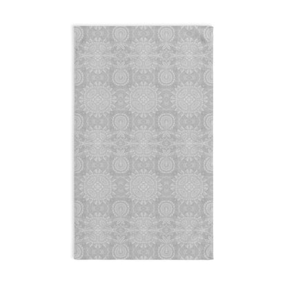Paloma Flowers and Pineapples in Light Grey and White | Hand Towel - Hand Towel - Piccolo Fiore Prints