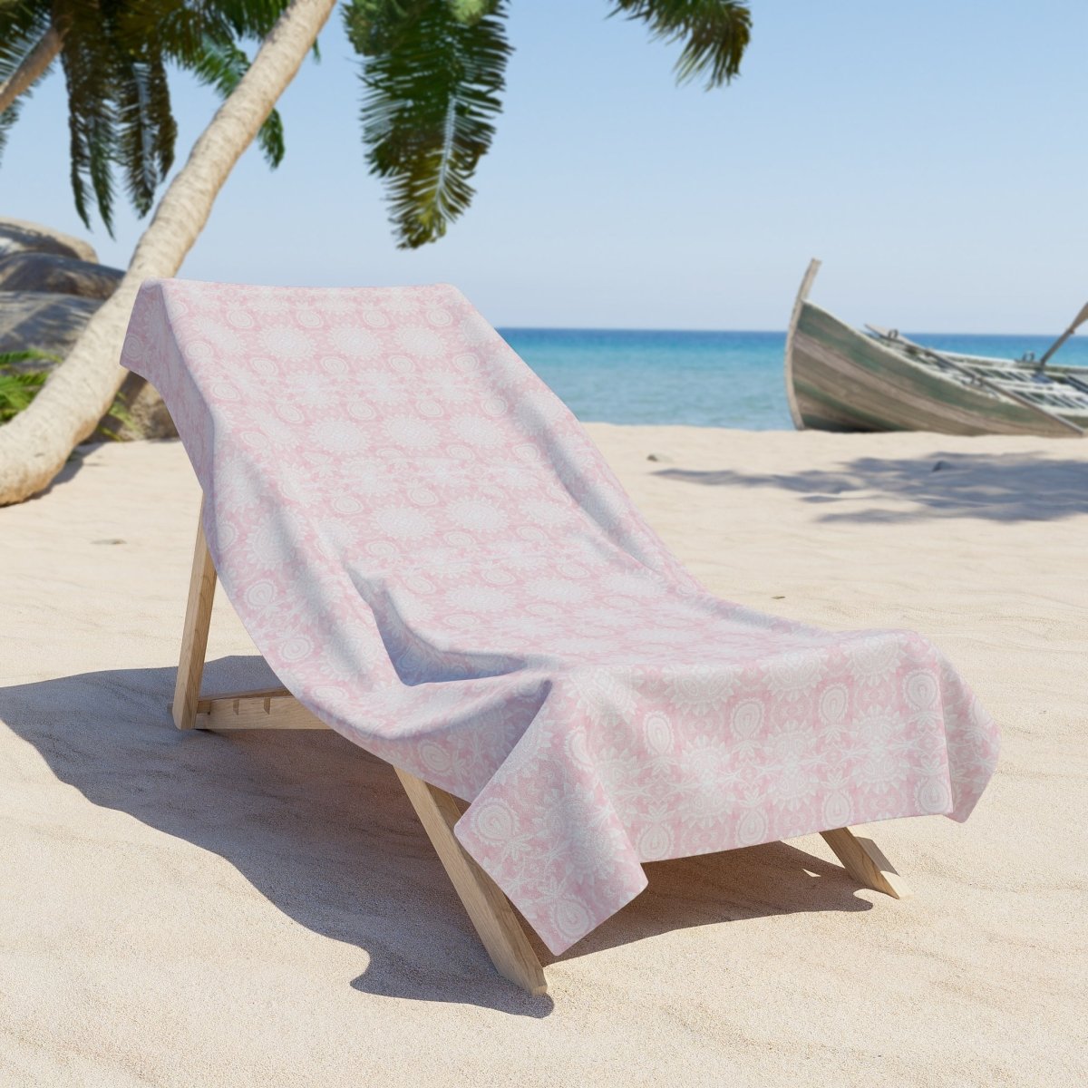 Paloma Flowers and Pineapples in Light Pink and White | Beach Towel - Beach Towel - Piccolo Fiore Prints