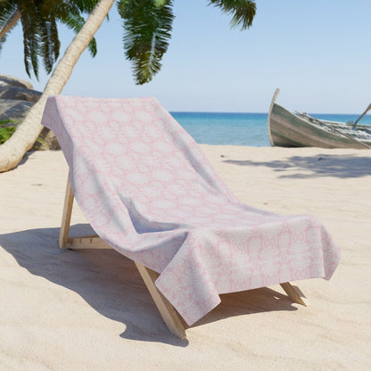 Paloma Flowers and Pineapples in Light Pink and White | Beach Towel - Beach Towel - Piccolo Fiore Prints