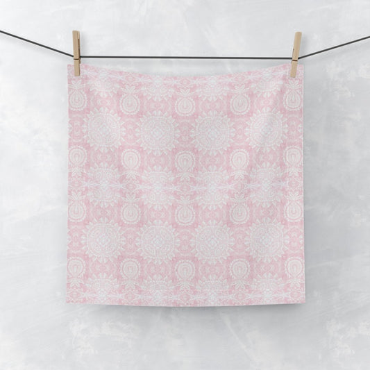 Paloma Flowers and Pineapples in Light Pink and White | Face Towel - Face Towel - Piccolo Fiore Prints