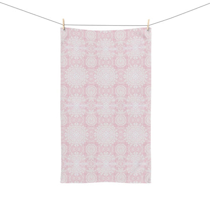 Paloma Flowers and Pineapples in Light Pink and White | Hand Towel - Hand Towel - Piccolo Fiore Prints