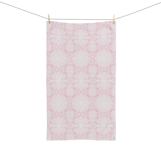 Paloma Flowers and Pineapples in Light Pink and White | Hand Towel - Hand Towel - Piccolo Fiore Prints
