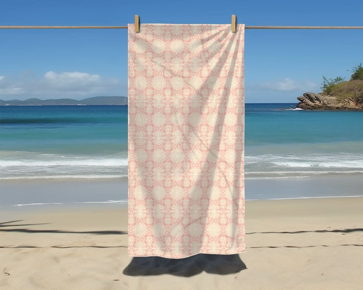 Paloma Flowers and Pineapples in Pink and Cream | Beach Towel - Beach Towel - Piccolo Fiore Prints