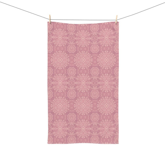 Paloma Flowers and Pineapples in Rose Pink and Cream | Hand Towel - Hand Towel - Piccolo Fiore Prints