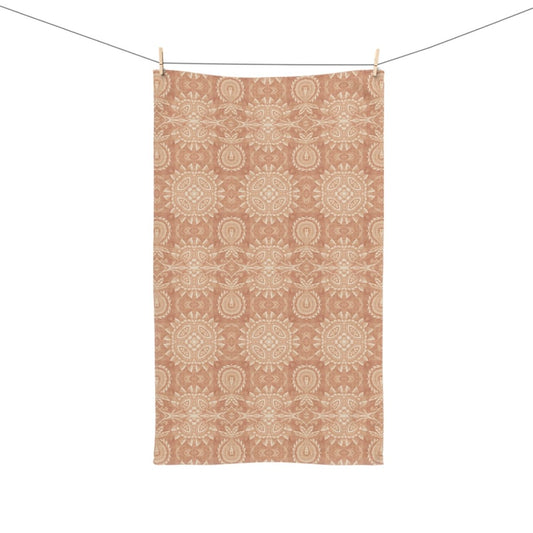 Paloma Flowers and Pineapples in Tan and Cream | Hand Towel - Hand Towel - Piccolo Fiore Prints