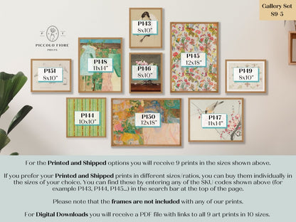 Pastel Green, Pink and Beige | Gallery Wall Set | 9 Prints | S9 - 5 - Gallery Wall Set - Piccolo Fiore Prints