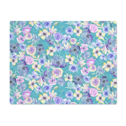 Pastel Petals in Turquoise | Placemat - Cotton Twill Placemat - Piccolo Fiore Prints