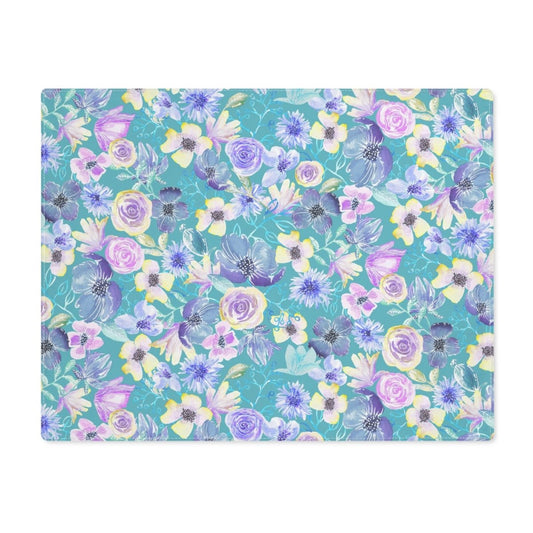 Pastel Petals in Turquoise | Placemat - Cotton Twill Placemat - Piccolo Fiore Prints
