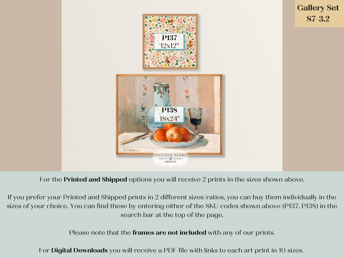 Peach and Cream Floral Still Life | Gallery Wall Set | 2 Prints | S7 - 3.2 - Gallery Wall Set - Piccolo Fiore Prints