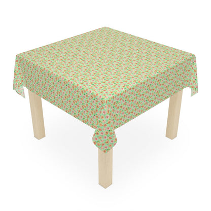 Peach Peony in Green | Tablecloth - Tablecloth - Piccolo Fiore Prints