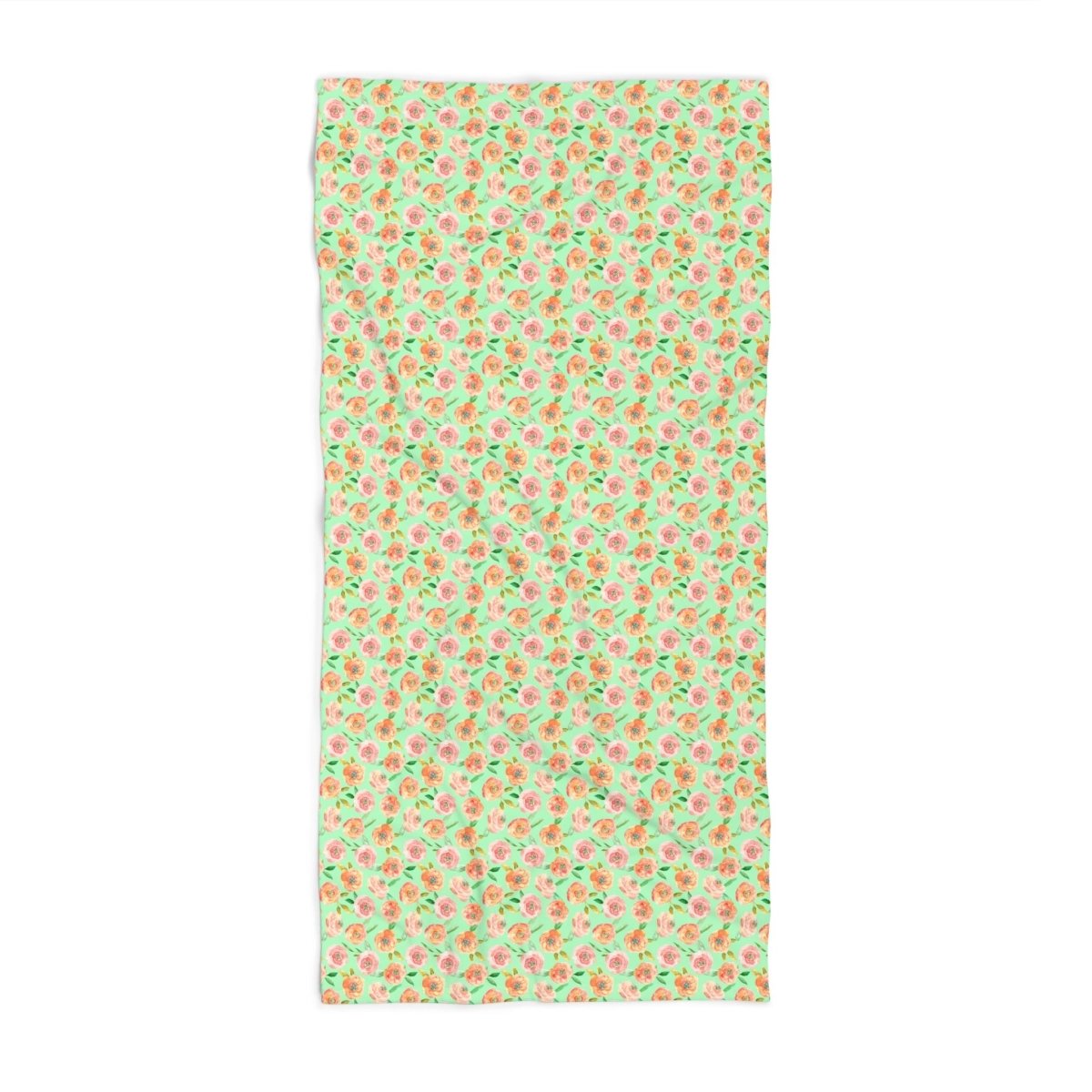 Peach Peony in Lime Green | Bath Towel - Bath Towel - Piccolo Fiore Prints