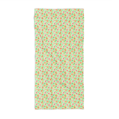 Peach Peony in Lime Green | Bath Towel - Bath Towel - Piccolo Fiore Prints
