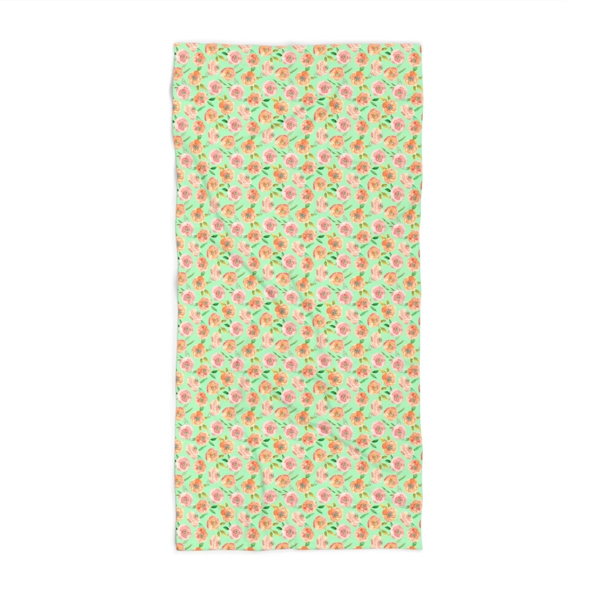 Peach Peony in Lime Green | Bath Towel - Bath Towel - Piccolo Fiore Prints